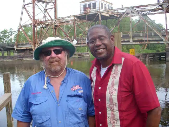 Forest Whitaker enjoying the swamp tour with his family