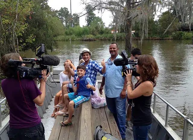 Peter Andre and family enjoying the swamp tour