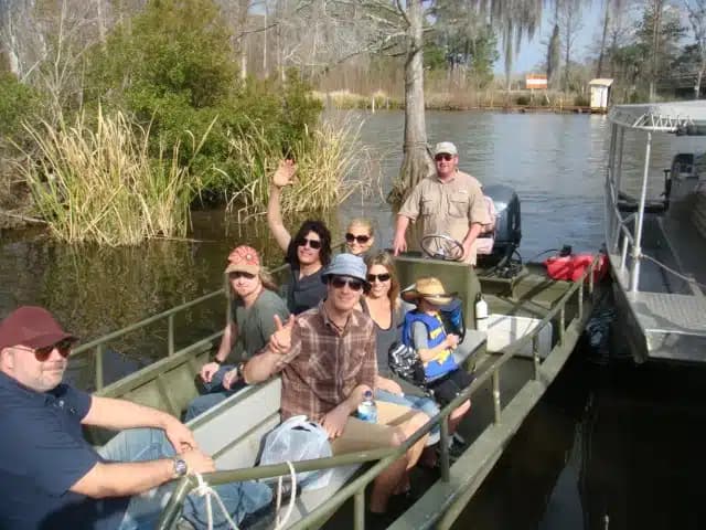 Stone Temple Pilots members and family enjoying the swamp tour