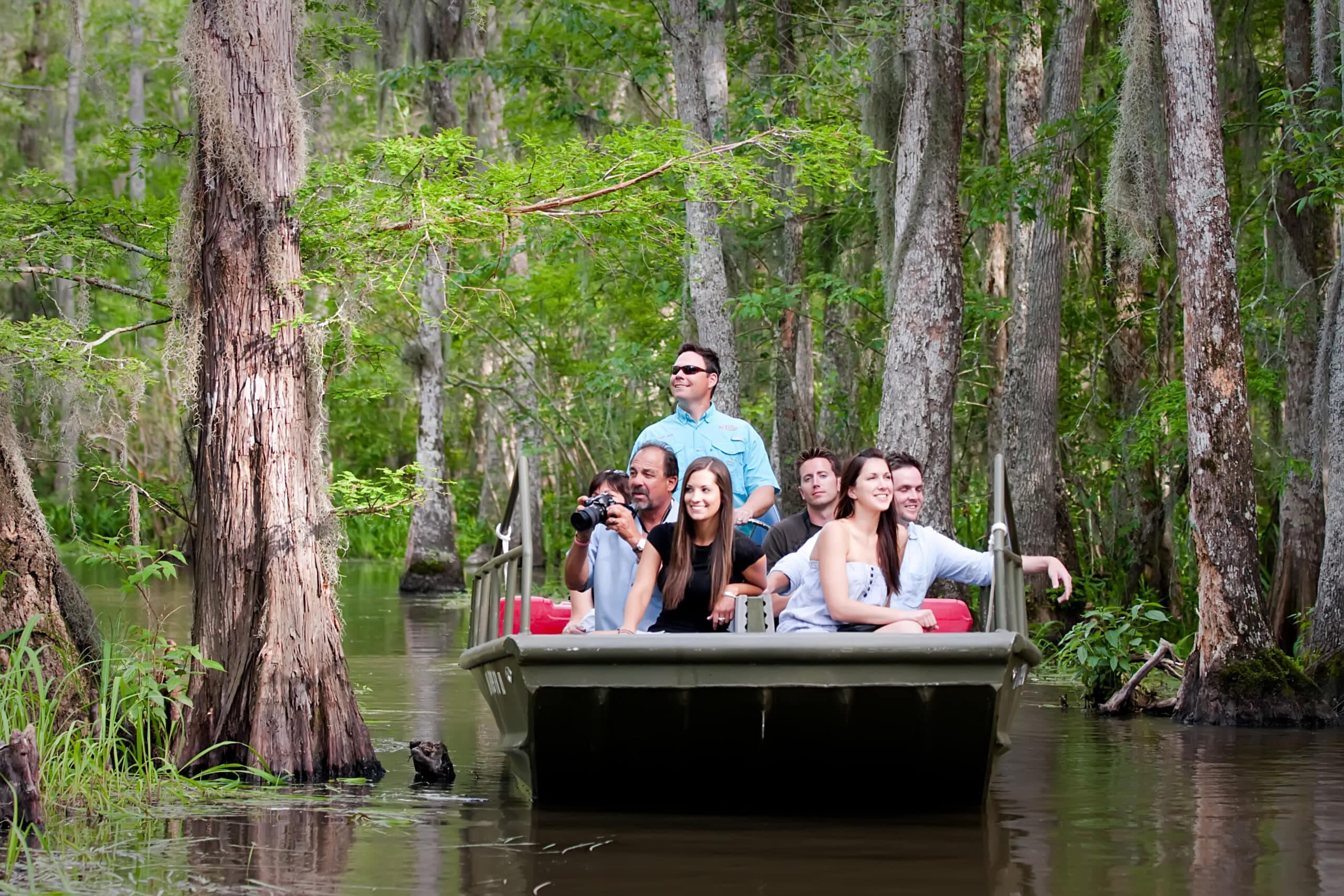 Cajun Encounters swamp tour boat on the water