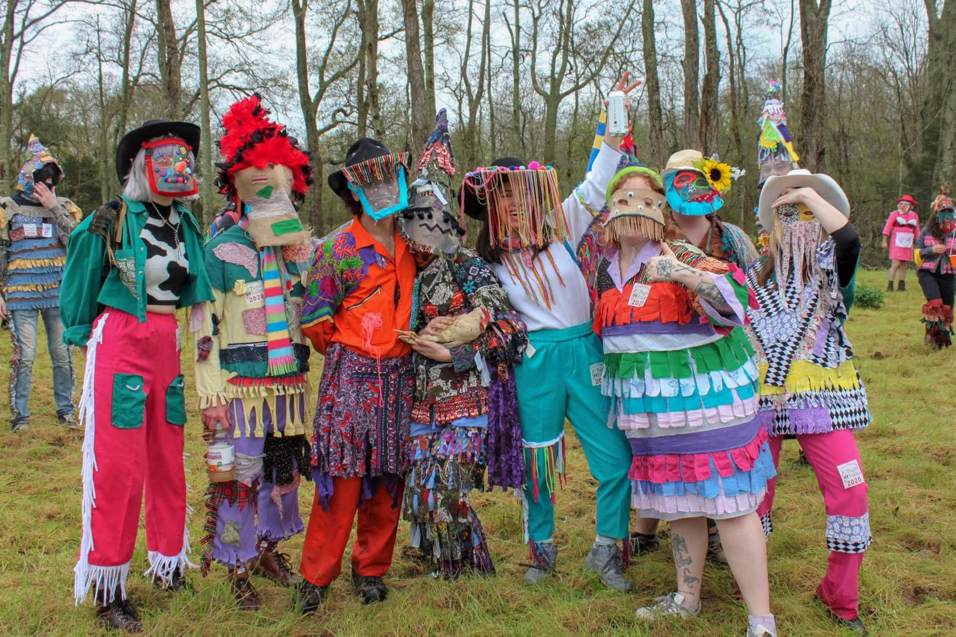 Costumed participants at the annual Courir de Mardi Gras Celebration